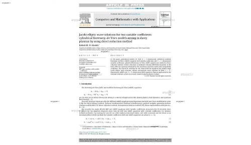 Jacobi elliptic wave solutions for two variable coefficients cylindrical Korteweg–de Vries models arising in dusty plasmas by using direct reduction method